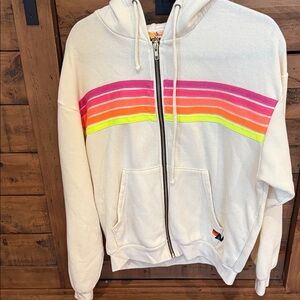 Aviator Nation Neon 5-Stripe Relax Zip-Up Hoodie